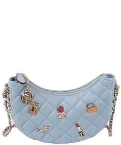 Quilted Lucky Charms Crossbody Hobo LAD001 BLUE